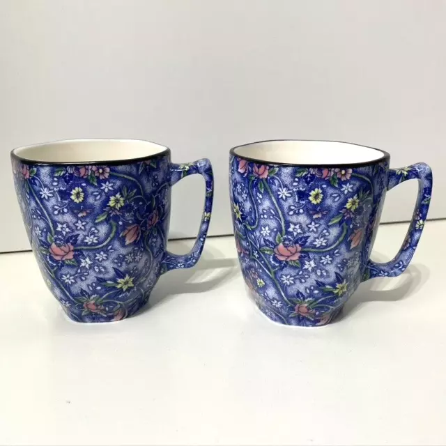 Ringtons Tea Rare Vintage China Mugs Set of 2 Exclusive Chintz Design Fine China