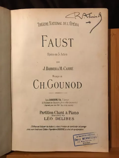 Gounod Faust opéra partition chant piano Delibes reliée éditions Choudens