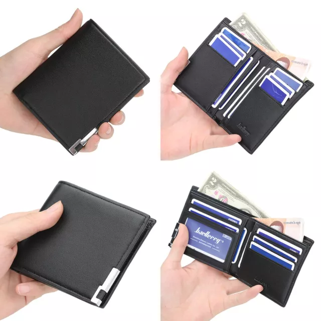 Men's Bifold Leather Wallet Short Wallet Front Pocket Credit Card Holder Clutch