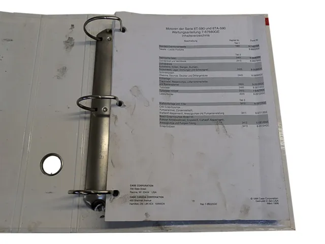 Service Manual Handbuch original Case IH für Cummins Motoren 6T-590 6TA-590