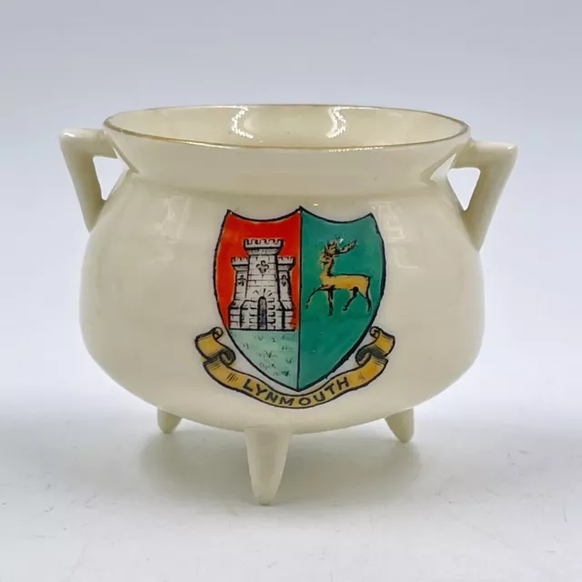 W.h. Goss Crested China Model Of Devon Cooking Pot - Lynmouth Crest