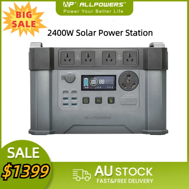 ALLPOWERS Portable Power Station 2400W MPPT Solar Generator Home Emergency Camp