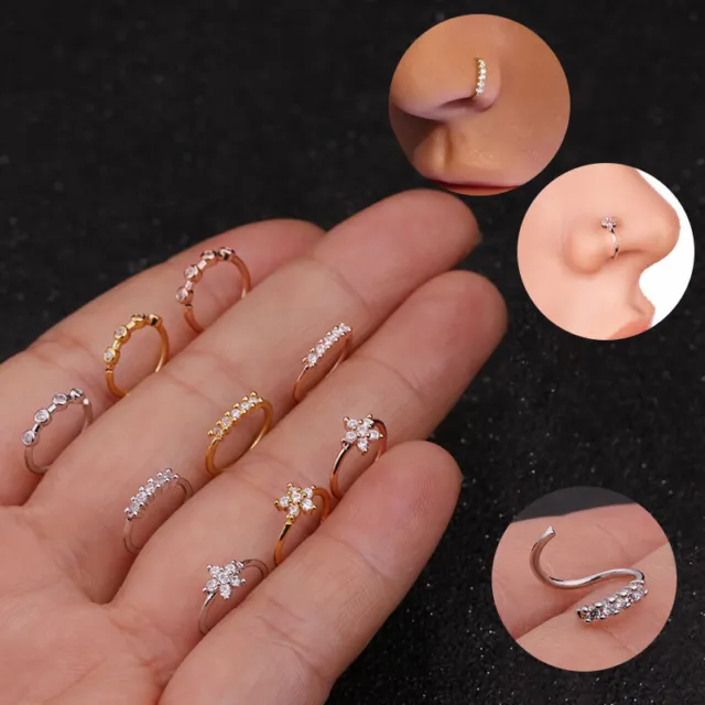 Surgical Steel Nose Ring Lip Nose Rings Cartilage Tragus Helix Ear Piercing H;SA