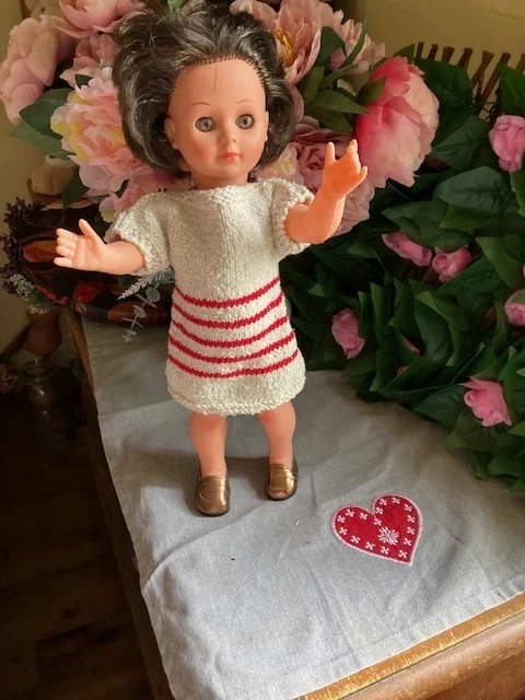 Robe Salopette Neuve Pour Poupée 40cm – Marie Françoise, Emilie, Col Blanc