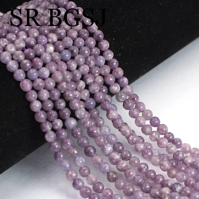 Natural 4mm Round Gemstone Purple Lepidolite Jewelry Beads Strand 15"