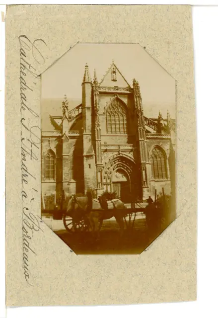 France, Bordeaux, Cathédrale Saint-André  Vintage citrate print. Photo collée su
