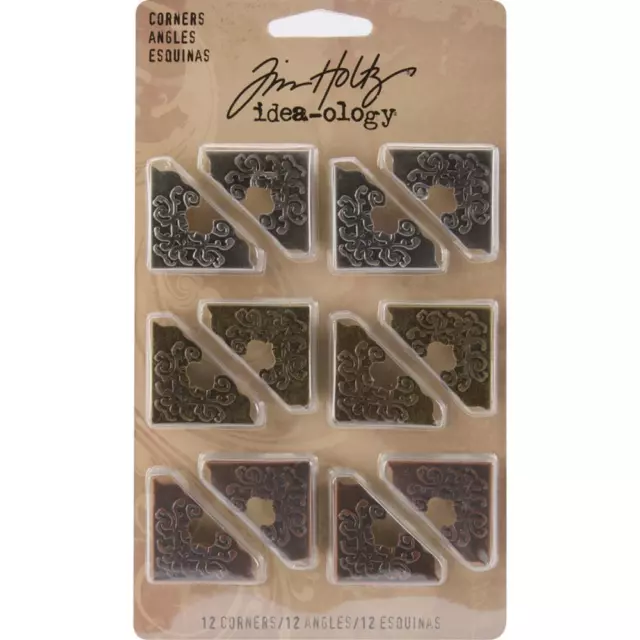 Tim Holtz  - Idea-Ology Metal Ornate Corners 1" 12/Pkg