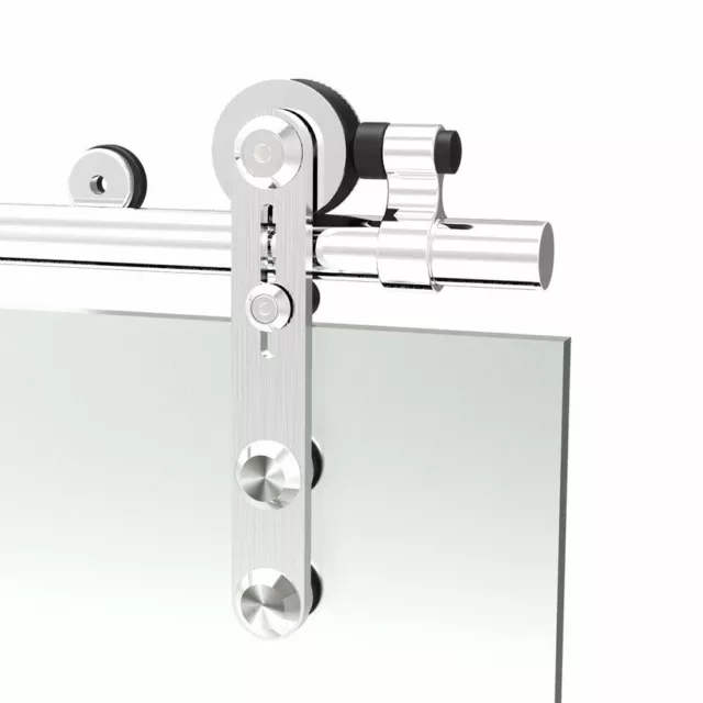 4-16FT Stainless Steel Sliding Barn Door Hardware Kit for One/Two Glass Doors