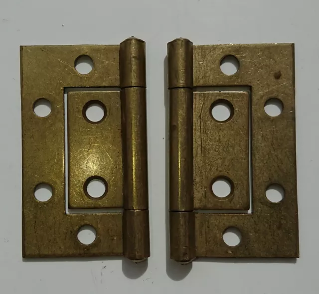 Brass Flush Door Hinges for Cabinet, Cupboard, Toy Box, & Inset Doors Pack Of 2