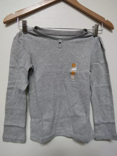 Gymboree Kinder Mädchen Jungen Pullover Langarm Knöpfe Hemd Größe 6 Grau