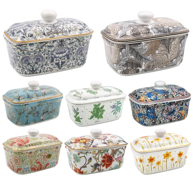FINE CHINA BUTTER Dish Holder With Lid Margarine Butter Container