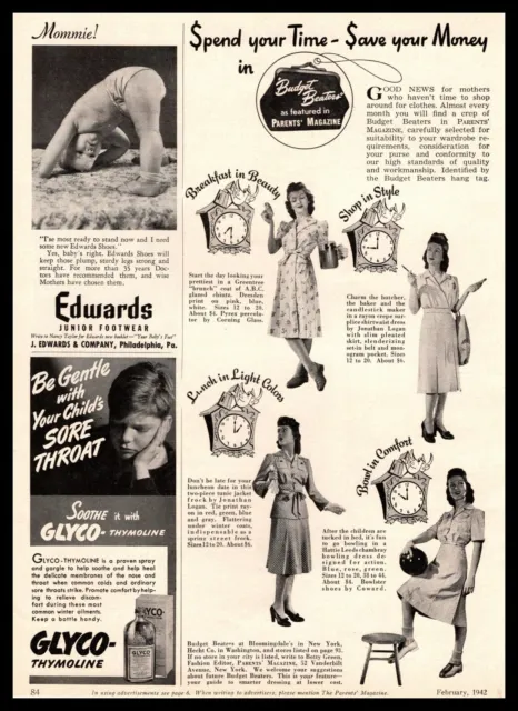 1942 Hattie Leeds Bowling Dress & Coward Shoes "Budget Beaters" Vintage Print Ad