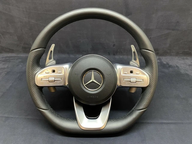 Volant Multifonction Mercedes W205 W253 C253 Etc. – Remis à Neuf – Cuir Noir – Avec Paddles