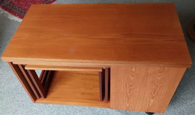 Vintage Mcintosh Coffee Table , Nest Of Tables, Unfolding Top Surface, Storage