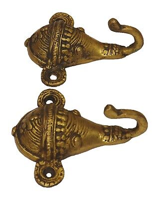 Elephant Design Victorian Repro Handmade Brass Key Cloth Towel Wall Hanger Hook