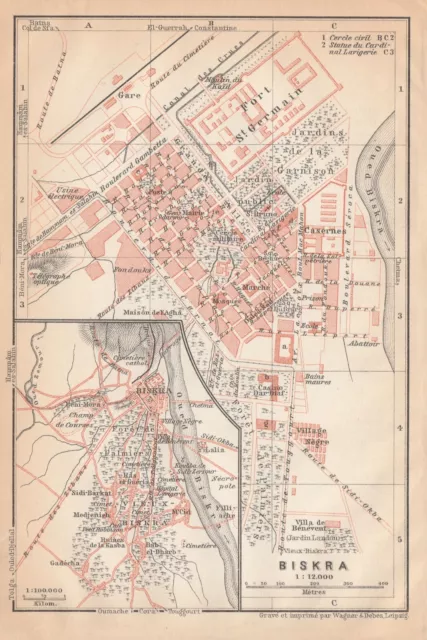 Biskra بسكرة  Original  Map  1929 ALGERIA