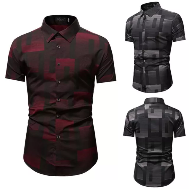 Men Spring And Summer Print Casual Lapel Single Breasted Beach Vacation Hot