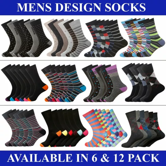 Mens Socks Pack Casual Work Sports Cotton Rich Designer Sock Size UK 6–11