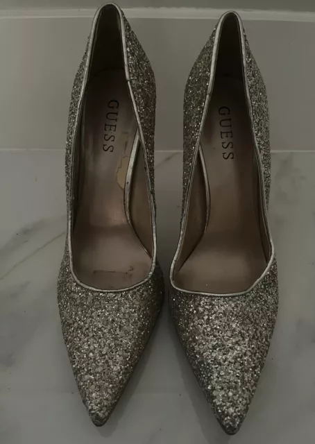GUESS Glamorous Silver Studded   Women Shoe  Size 9 1/2  M