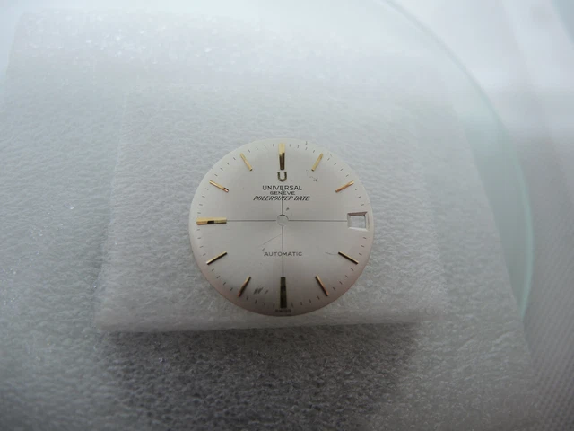 Cadran Vintage Universal Genève Chronomètre 28 Automatique - Argenté, NOS, Occasion