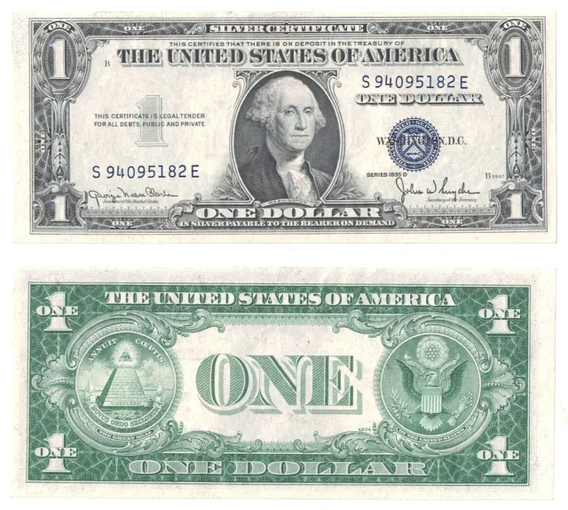 1935-D $1 Silver Certificate Wide S-E Block Fr 1613W Unc. #182