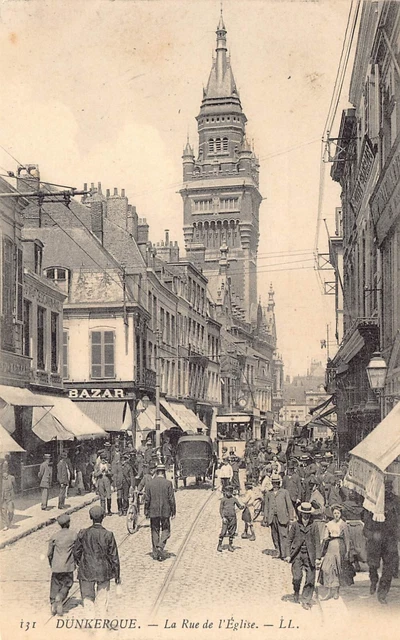 Carte Postale Ancienne Dept 59 Nord - Dunkerque la rue de l' Eglise