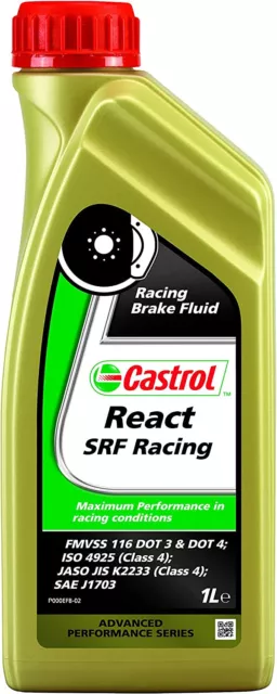 CASTROL DOT-3 & DOT-4 Liquide de frein 15C540 REACT SRF Racing 1 Litre