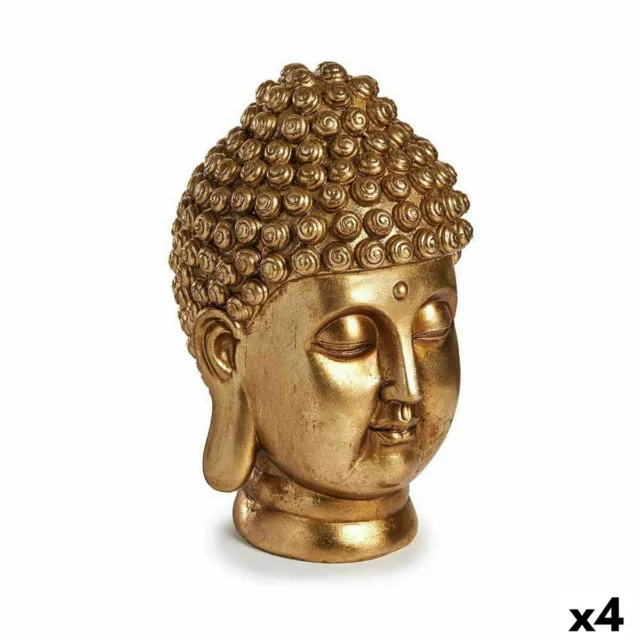 Figura Decorativa Buda Cabeza Dorado 14 x 26 x 17 cm [4 Unidades]