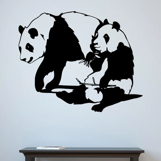 Two Pandas Animal Wall Sticker Decal Transfer Kids Bedroom Home Matt Vinyl UK