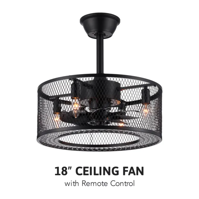 Ceiling Fan with Lights Remote Control 3 Speeds for Industrial Farmhouse Decor