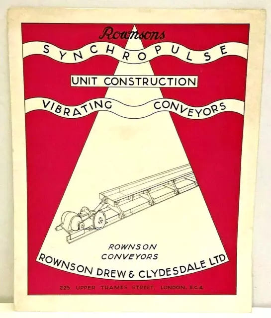 Vintage Rownsons Synchropulse Conveyors Advertising Brochure Diagrams 1950s