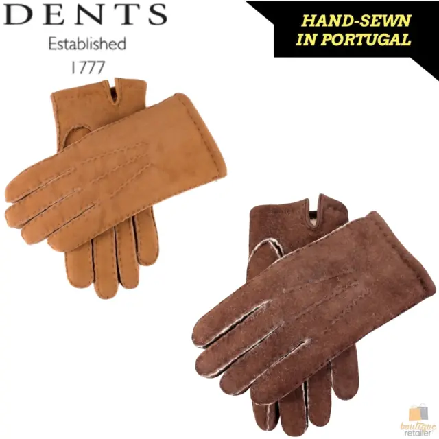 Dents Men's Hand Sewn Real Lambskin Gloves Warm Winter Fleecy Lining 5-1553 York
