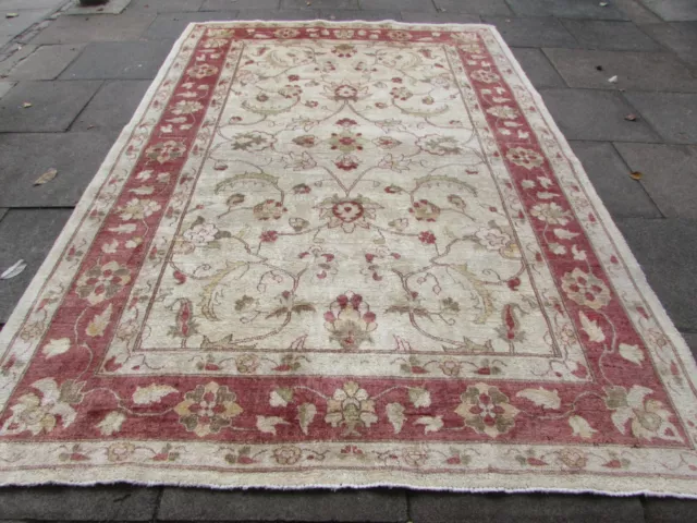 Vintage Traditional Hand Made Afghan Zigler Oriental Wool Beige Carpet 325x220cm