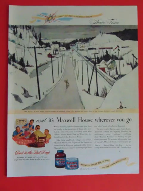 1947 Maxwell House Coffee painting The Return Paul Sample Home Town art print ad