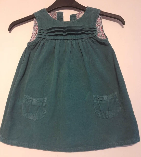 Jojo Maman Bebe Girls Pinafore Dress Age 12-18 Months Blue Cord