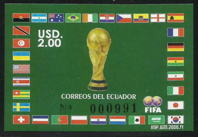 Ecuador Hojita Block 137 2006 Copa Mundial de Fútbol  football  Alemania MNH