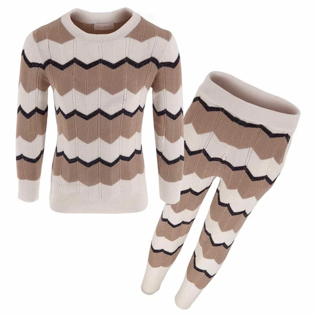 Kids Girls Knitted Scallop Lounge wear Tracksuit Joggers 2 PCS Set 2 -12 Yrs