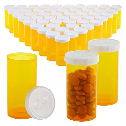 50x Plastic Reusable Empty Prescription Pill Vials Medicine Containers Bottles