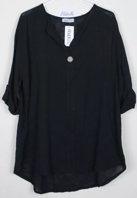 New Ladies Lightweight Summer Oversized Cotton & Linen Italian Lagenlook Top