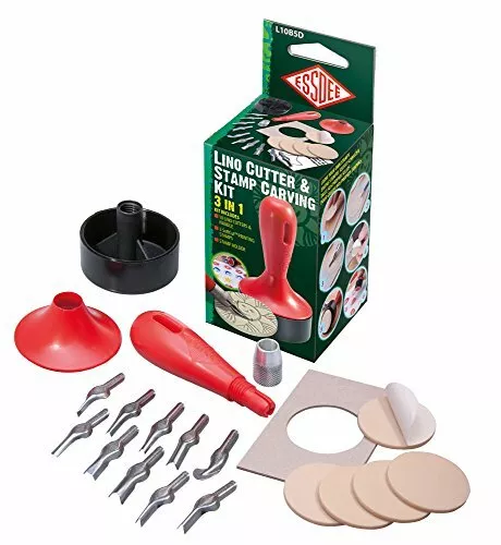 Essdee 3 in 1 Lino Cutter and Stamp Carving Kit (10 Cutters and 5 Carving Stamp