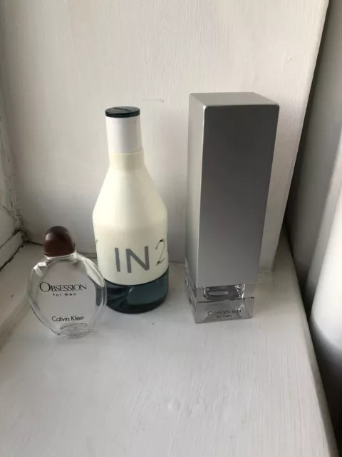 empty mens calvin klein fragrance bottles x3
