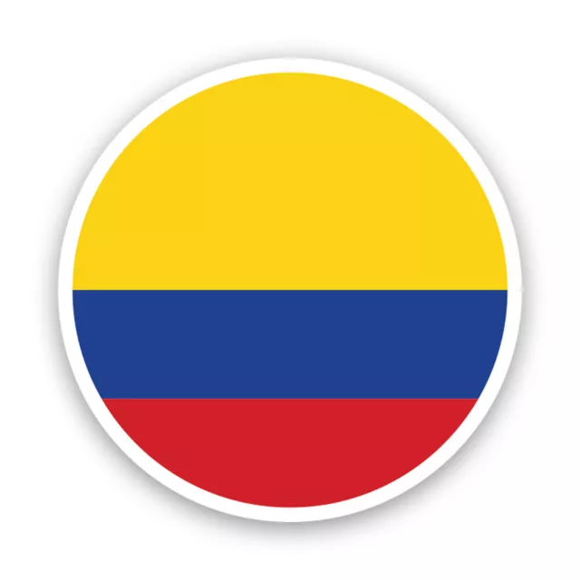 Round Colombian Flag Sticker Decal - Weatherproof - colombia col co circle