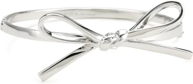 NWT Kate Spade Skinny Mini Bow Bangle O0RU2912 Silver (040)