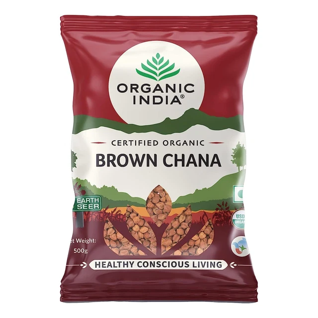 ORGANIC INDIA Ricco Di Proteine, Completo Di Sapore, Marrone Chana - 500gm