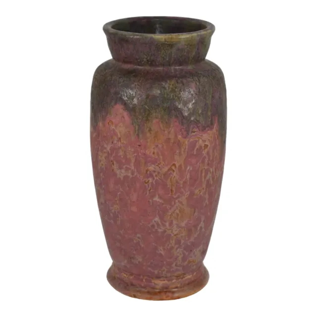 Roseville Carnelian II 1926 Vintage Pottery Red Green Drip Ceramic Vase 315-10