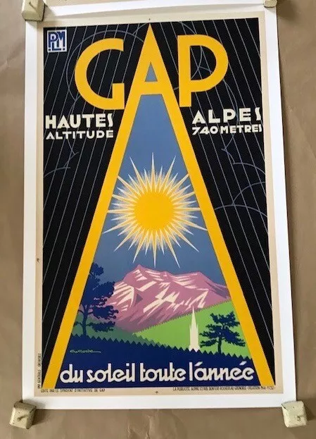 Affiche ancienne  vintage lithographie entoilé1932 PLM Gap Hautes Alpes original