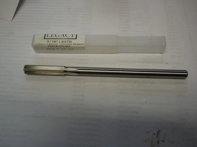 7/16" (.4375) Cobalt Straight Shank - Straight Flute, Right Cut Chuck Reamer