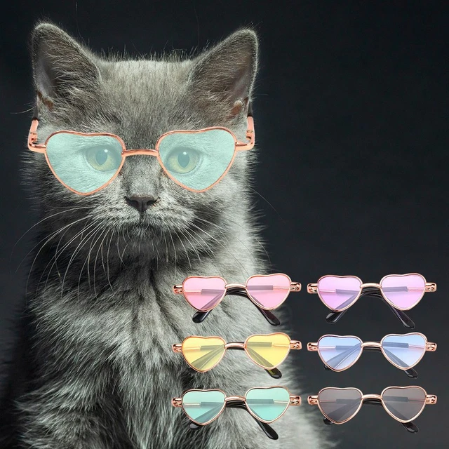 Gafas de sol gafas de sol gafas de gato gatos perros pequeños gafas de sol corazón metal gafas de sol