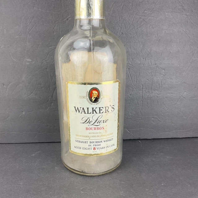 ONE GALLON VINTAGE Walker's Deluxe Bourbon bottle (empty) 18.5” tall