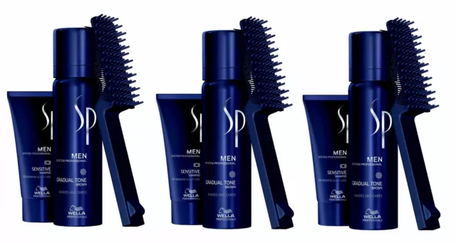 3x Wella Professionals SP System Professional Men Gradual Tone Brown 60 ml